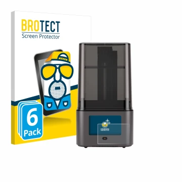 Front side of a product packaging with the brand logo BROTECT. Next to it is the device Anycubic Photon Mono 4 Ultra shown wit