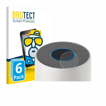 Front side of a product packaging with the brand logo BROTECT. Next to it is the device Philips 2000i Series AC2939 shown with