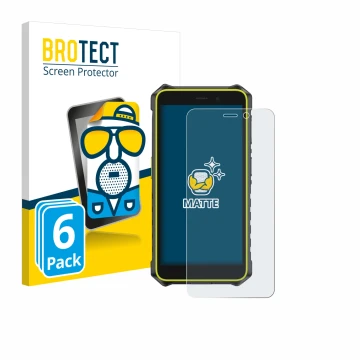 Front side of a product packaging with the brand logo BROTECT. Next to it is the device Ulefone RugKing 2 Pro shown with the c