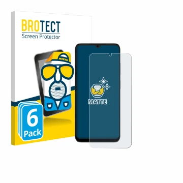 Front side of a product packaging with the brand logo BROTECT. Next to it is the device Doogee Note 56X Pro shown with the cor