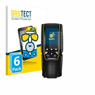 Front side of a product packaging with the brand logo BROTECT. Next to it is the device Testo 310 (2nd Gen.) shown with the co