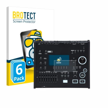 Front side of a product packaging with the brand logo BROTECT. Next to it is the device Roland V71 shown with the correspondin