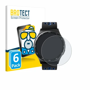Front side of a product packaging with the brand logo BROTECT. Next to it is the device Reebok Pulse Smartwatch shown with the
