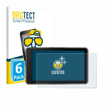 Front side of a product packaging with the brand logo BROTECT. Next to it is the device Garmin zumo XT3 4.7