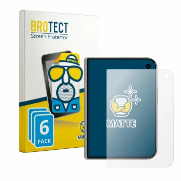 Front side of a product packaging with the brand logo BROTECT. Next to it is the device Apple iPhone Duo shown with the corres