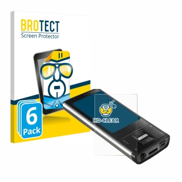 Front side of a product packaging with the brand logo BROTECT. Next to it is the device Intenso Video Shooter 2,4