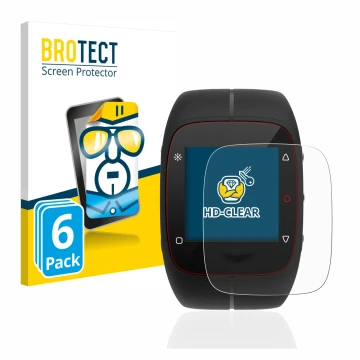 Front side of a product packaging with the brand logo BROTECT. Next to it is the device Polar M400 shown with the correspondin