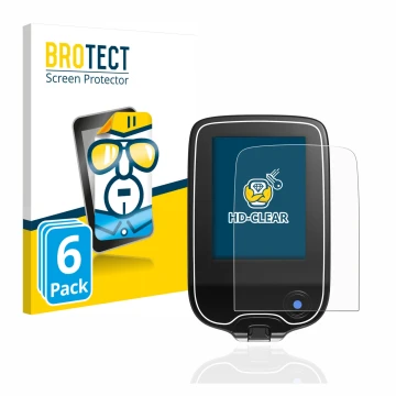 Front side of a product packaging with the brand logo BROTECT. Next to it is the device Freestyle Libre shown with the corresp