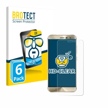 Front side of a product packaging with the brand logo BROTECT. Next to it is the device ASUS ZenFone 3 ZE552KL shown with the 