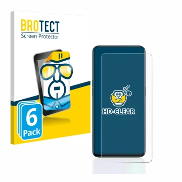 Front side of a product packaging with the brand logo BROTECT. Next to it is the device Oppo Reno 2 shown with the correspondi