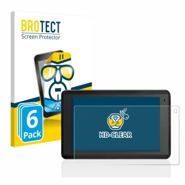 Front side of a product packaging with the brand logo BROTECT. Next to it is the device Garmin Aera 660 shown with the corresp