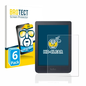 Front side of a product packaging with the brand logo BROTECT. Next to it is the device Kobo Nia shown with the corresponding 