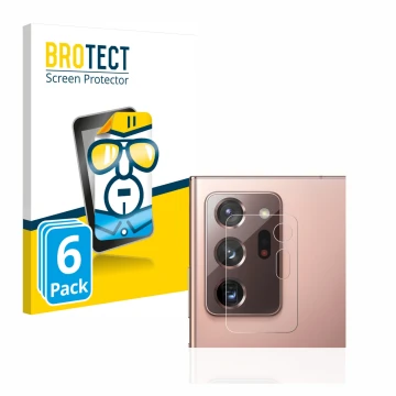 Front side of a product packaging with the brand logo BROTECT. Next to it is the device Samsung Galaxy Note 20 Ultra 5G (ONLY 