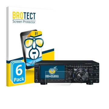 Front side of a product packaging with the brand logo BROTECT. Next to it is the device Yaesu FT-DX101D shown with the corresp