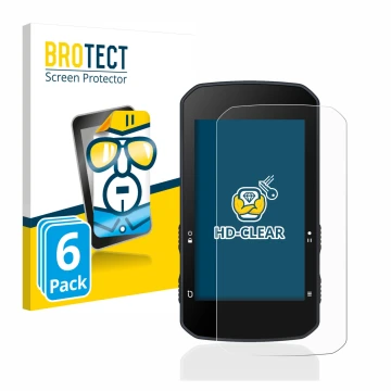 Front side of a product packaging with the brand logo BROTECT. Next to it is the device Bryton Rider 750 shown with the corres