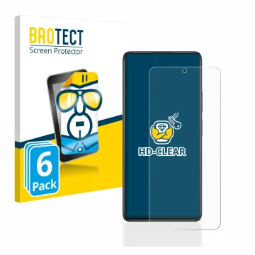 Front side of a product packaging with the brand logo BROTECT. Next to it is the device Xiaomi Redmi Note 10S shown with the c