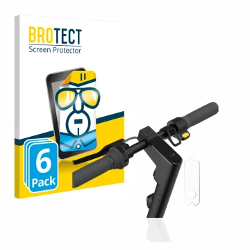 Front side of a product packaging with the brand logo BROTECT. Next to it is the device Segway Ninebot KickScooter MAX G30D II