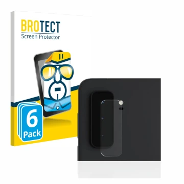 Front side of a product packaging with the brand logo BROTECT. Next to it is the device Microsoft Surface Duo 2 (ONLY Camera L