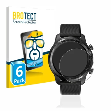 Front side of a product packaging with the brand logo BROTECT. Next to it is the device Mobvoi Ticwatch Pro 3 Ultra GPS shown 