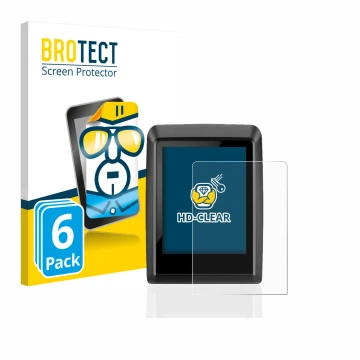 Front side of a product packaging with the brand logo BROTECT. Next to it is the device Bosch Kiox 300 shown with the correspo