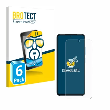 Front side of a product packaging with the brand logo BROTECT. Next to it is the device Xiaomi Redmi Note 11 shown with the co