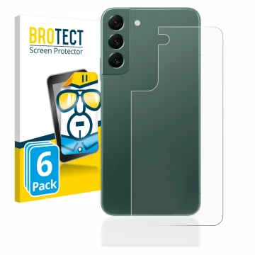 Front side of a product packaging with the brand logo BROTECT. Next to it is the device Samsung Galaxy S22 Plus 5G (Back) show