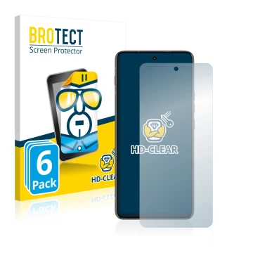 Front side of a product packaging with the brand logo BROTECT. Next to it is the device Motorola ThinkPhone shown with the cor