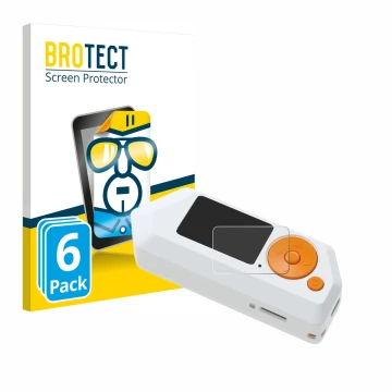Front side of a product packaging with the brand logo BROTECT. Next to it is the device Flipper Zero FZ.1 shown with the corre