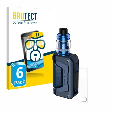 Front side of a product packaging with the brand logo BROTECT. Next to it is the device GeekVape Aegis Legend 2 L200 shown wit