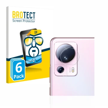 Front side of a product packaging with the brand logo BROTECT. Next to it is the device Xiaomi 13 Lite (ONLY Camera Lens) show