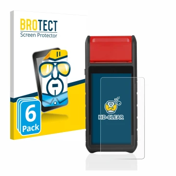 Front side of a product packaging with the brand logo BROTECT. Next to it is the device Autel MaxiBAS BT608 shown with the cor