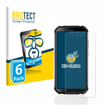 Front side of a product packaging with the brand logo BROTECT. Next to it is the device Doogee S41 shown with the correspondin
