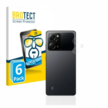 Front side of a product packaging with the brand logo BROTECT. Next to it is the device Xiaomi Poco X5 Pro (ONLY Camera Lens) 