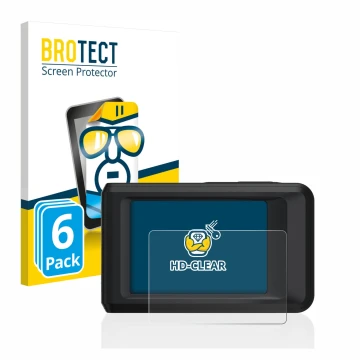 Front side of a product packaging with the brand logo BROTECT. Next to it is the device Hikmicro Pocket 2 shown with the corre