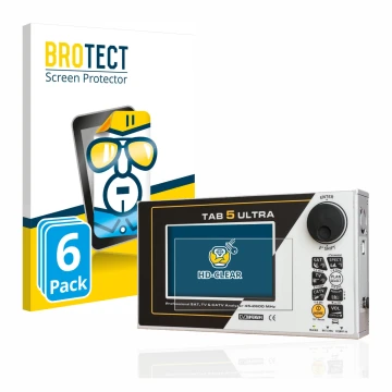 Front side of a product packaging with the brand logo BROTECT. Next to it is the device Rover TAB 5 ULTRA shown with the corre