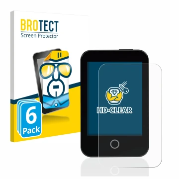 Front side of a product packaging with the brand logo BROTECT. Next to it is the device Medtrum Touchcare nano CGM shown with 