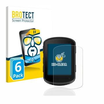 Front side of a product packaging with the brand logo BROTECT. Next to it is the device Garmin Edge 540 shown with the corresp