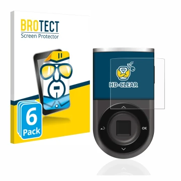 Front side of a product packaging with the brand logo BROTECT. Next to it is the device D’CENT Biometric Wallet shown with the