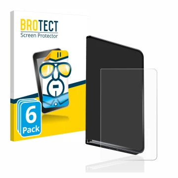 Front side of a product packaging with the brand logo BROTECT. Next to it is the device Ledger Stax crypto wallet shown with t