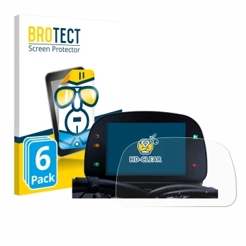 Front side of a product packaging with the brand logo BROTECT. Next to it is the device Moto Morini Seiemmezzo TFT Display 5