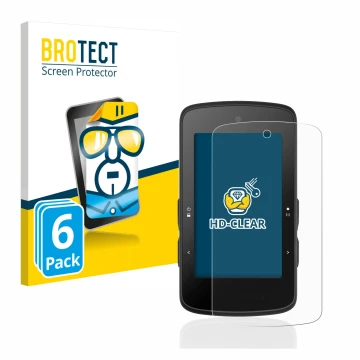Front side of a product packaging with the brand logo BROTECT. Next to it is the device Bryton Rider 750 SE shown with the cor