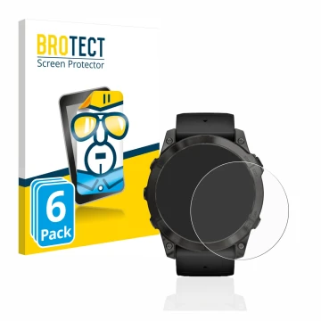 Front side of a product packaging with the brand logo BROTECT. Next to it is the device Garmin Epix Pro (Gen 2) (51 mm) shown 