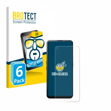 Front side of a product packaging with the brand logo BROTECT. Next to it is the device Unihertz Luna shown with the correspon