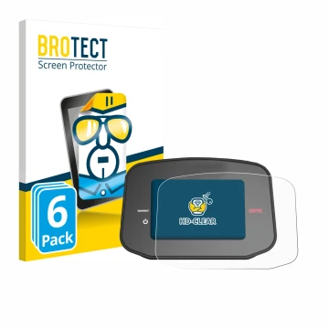 Front side of a product packaging with the brand logo BROTECT. Next to it is the device PowaKaddy CT8 GPS shown with the corre