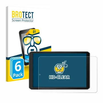 Front side of a product packaging with the brand logo BROTECT. Next to it is the device Garmin Camper 895 shown with the corre