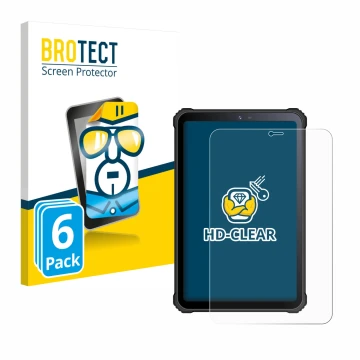 Front side of a product packaging with the brand logo BROTECT. Next to it is the device Oukitel RT3 shown with the correspondi
