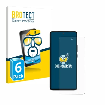 Front side of a product packaging with the brand logo BROTECT. Next to it is the device Motorola Moto G84 shown with the corre