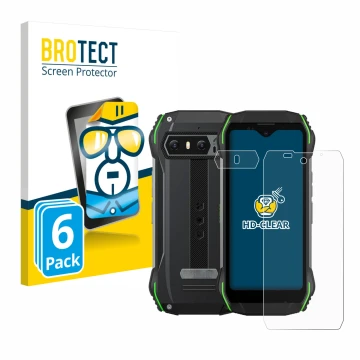 Front side of a product packaging with the brand logo BROTECT. Next to it is the device Blackview N6000 (Front+Camera) shown w