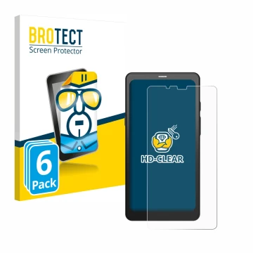 Front side of a product packaging with the brand logo BROTECT. Next to it is the device Boox Palma shown with the correspondin