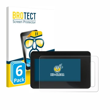 Front side of a product packaging with the brand logo BROTECT. Next to it is the device Shimano Steps SC-EN600 shown with the 